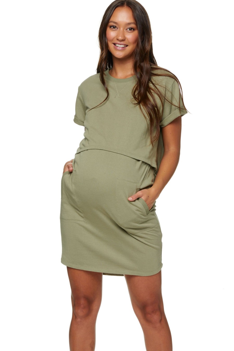 Maternity BAE The Label | Take It Easy Tee Dress* Khaki