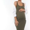 Nursing BAE The Label | Rendezvous Rib Knit Nursing Dress Khaki