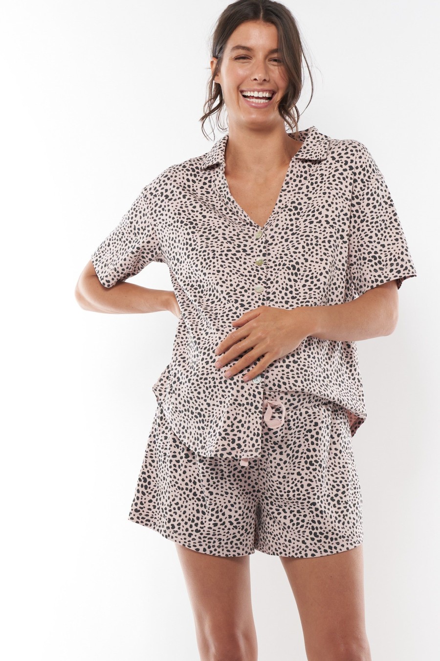 Maternity BAE The Label | Rise And Lounge Shirt * Clay Cheetah