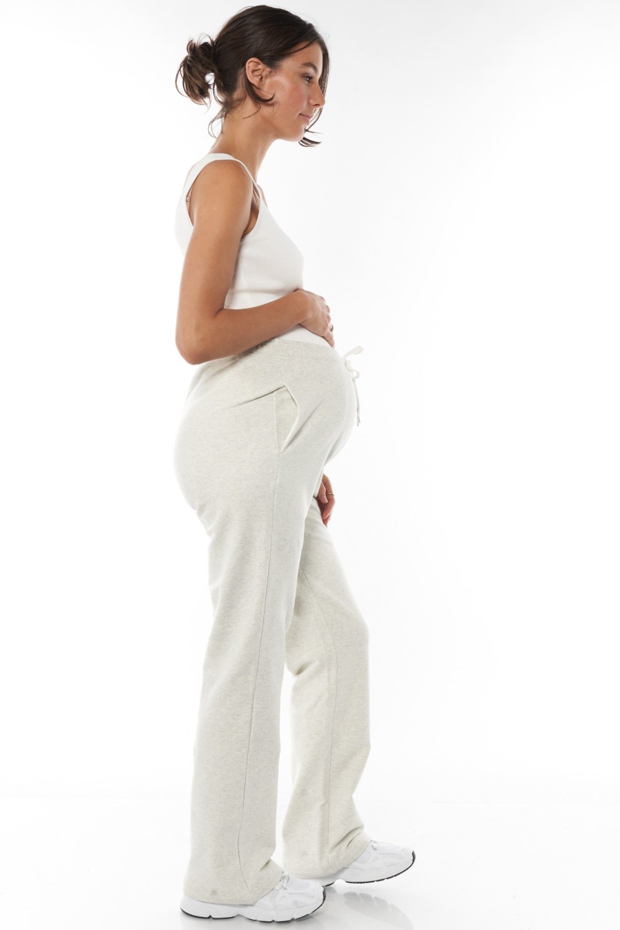 Maternity BAE The Label | The Feels Track Pant * Light Grey Marle