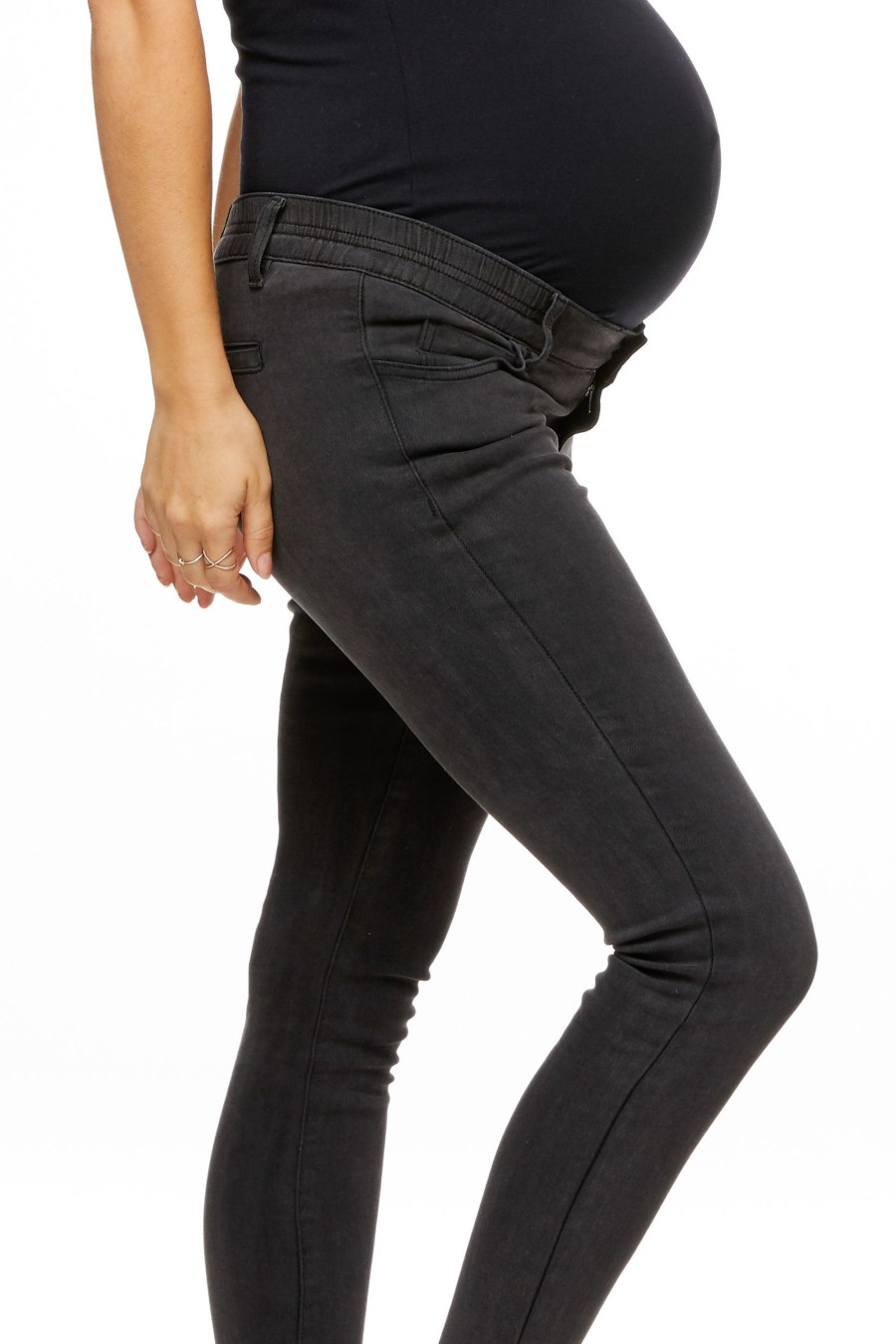 Maternity BAE The Label | Run Free Maternity Skinny Jean Washed Black