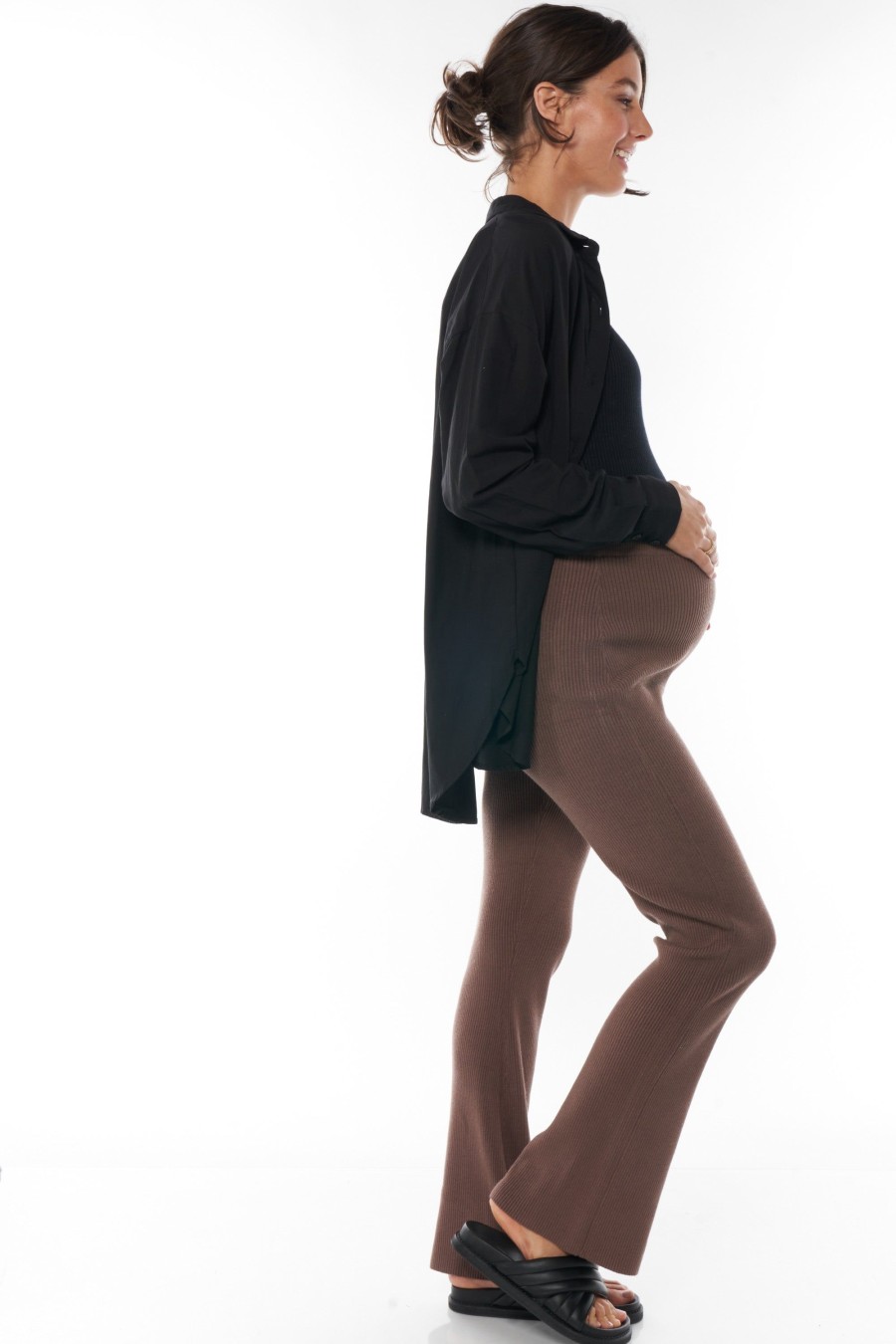 Maternity BAE The Label | On The Rise Knit Pant Chocolate