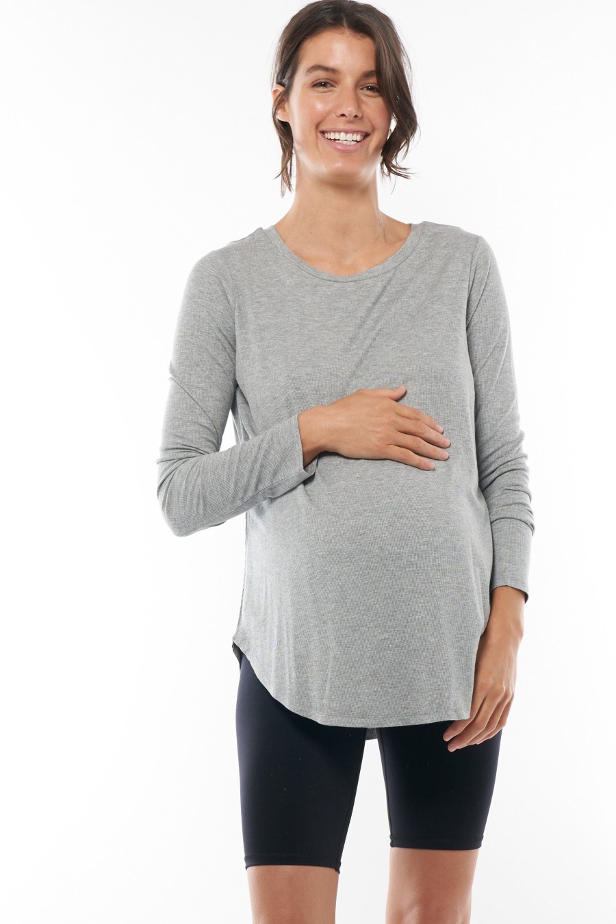 Nursing BAE The Label | Best Is Yet Rib Nursing Top * Mid Grey Marle