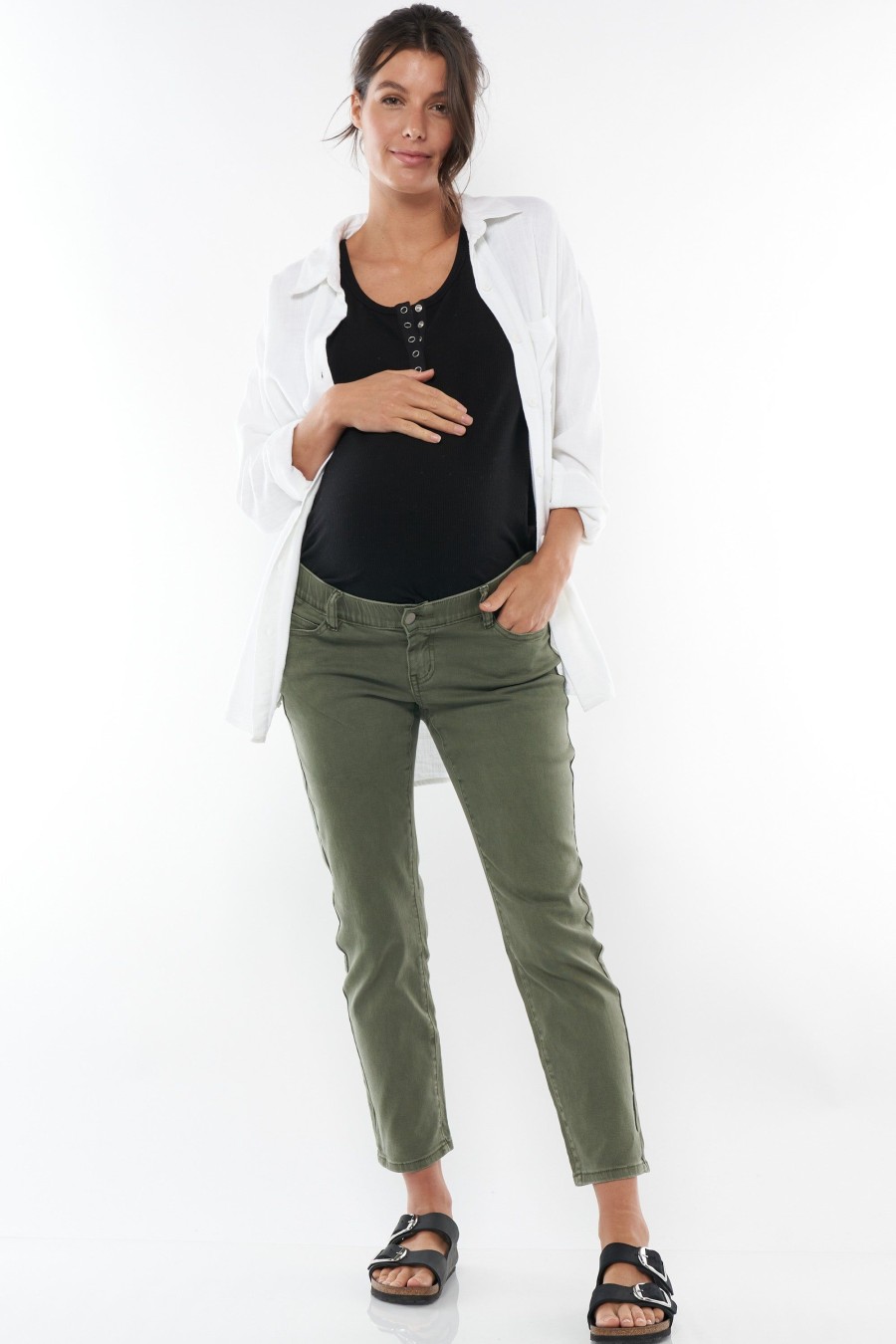 Maternity BAE The Label | Run Free Maternity Slim Jean * Washed Khaki