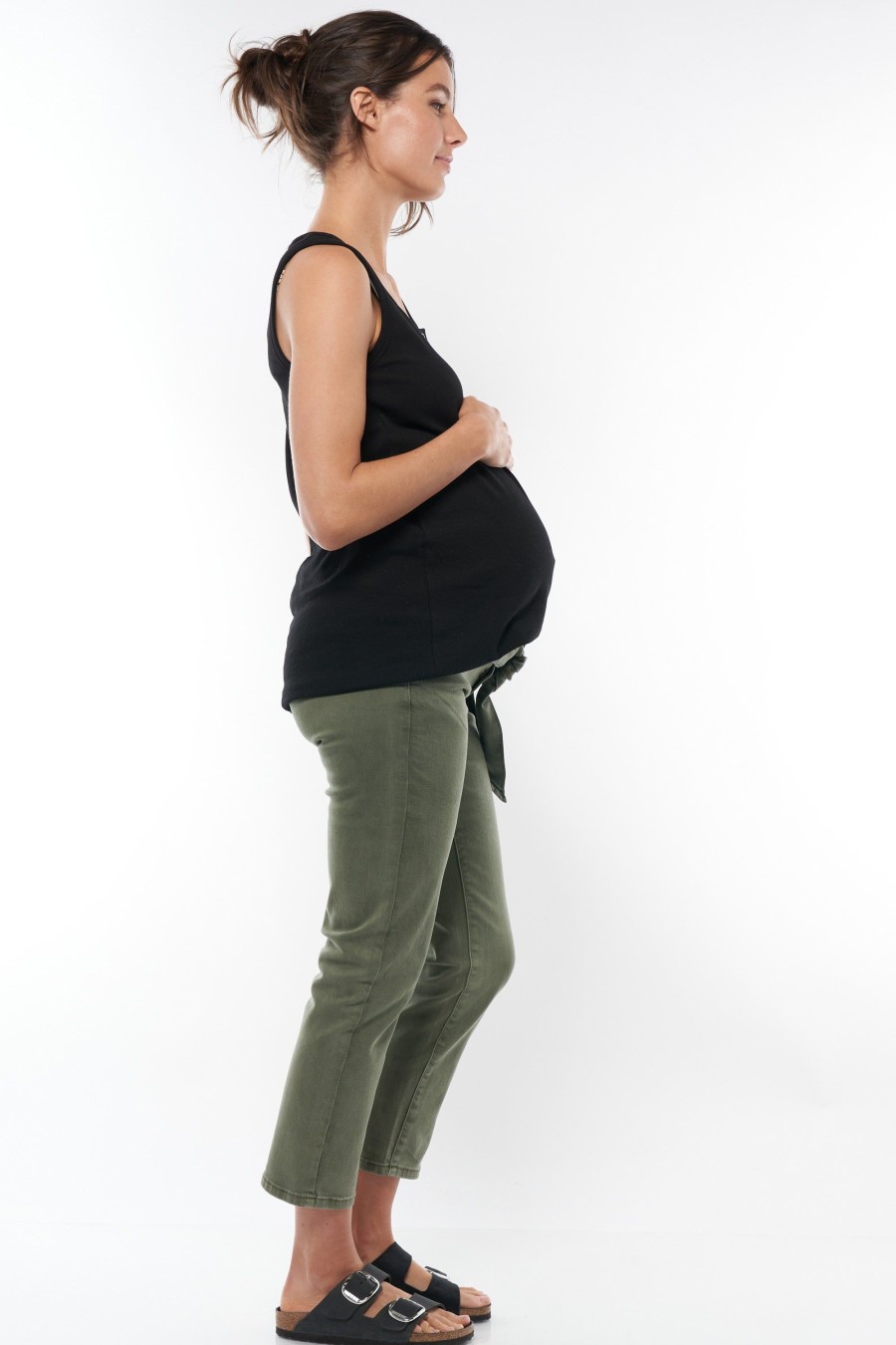 Maternity BAE The Label | Run Free Maternity Slim Jean * Washed Khaki