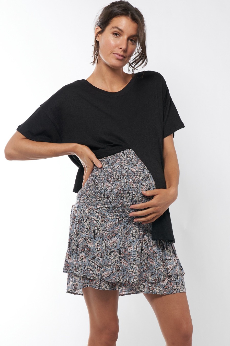 Maternity BAE The Label | Twilight Shirred Skirt * Paisley