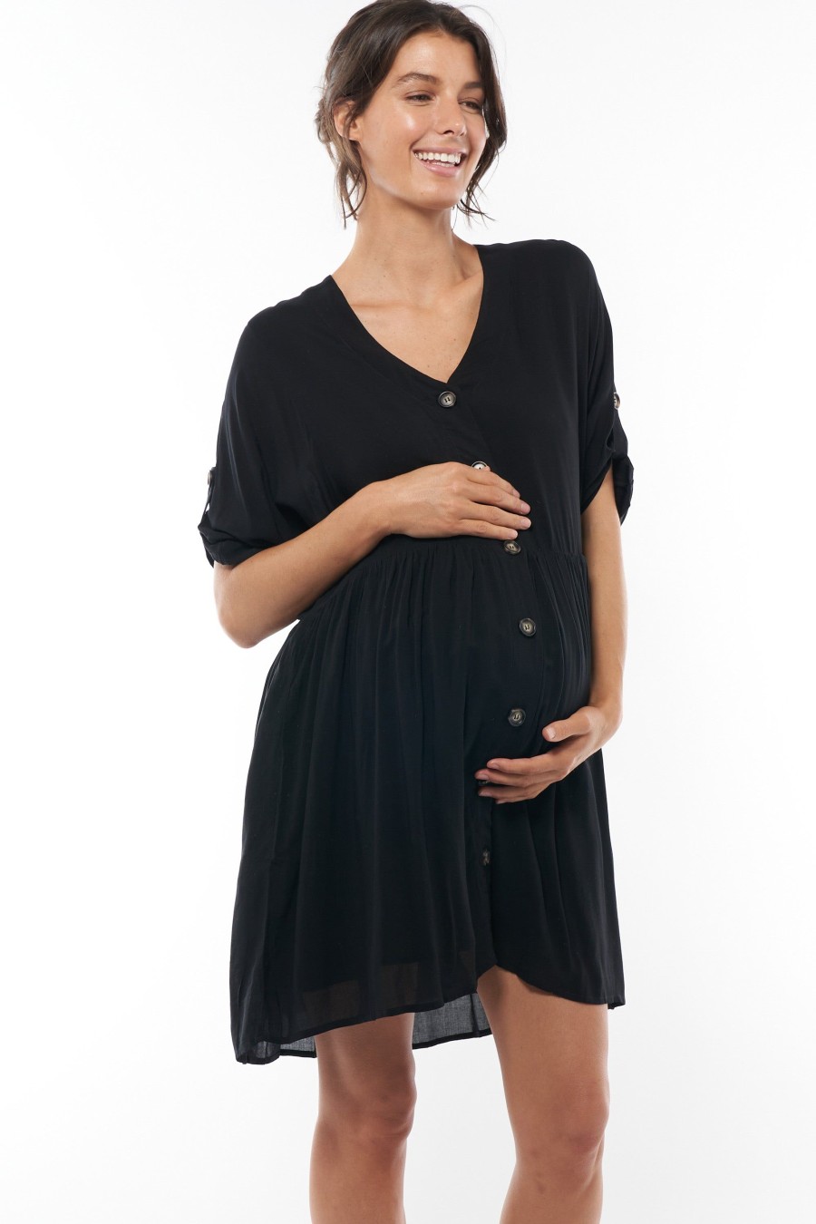 Nursing BAE The Label | Sunrise Button Front Dress Black