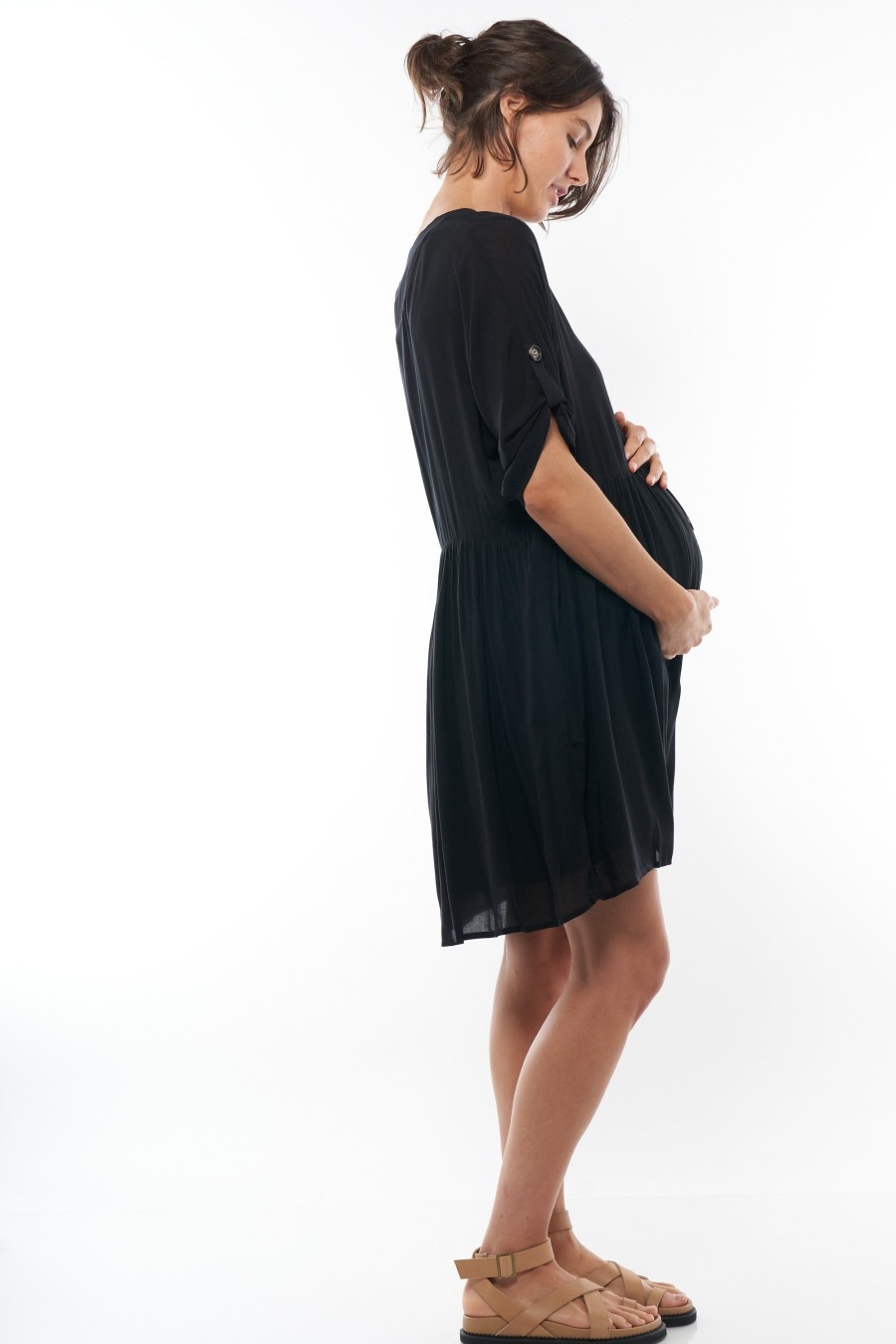 Nursing BAE The Label | Sunrise Button Front Dress Black