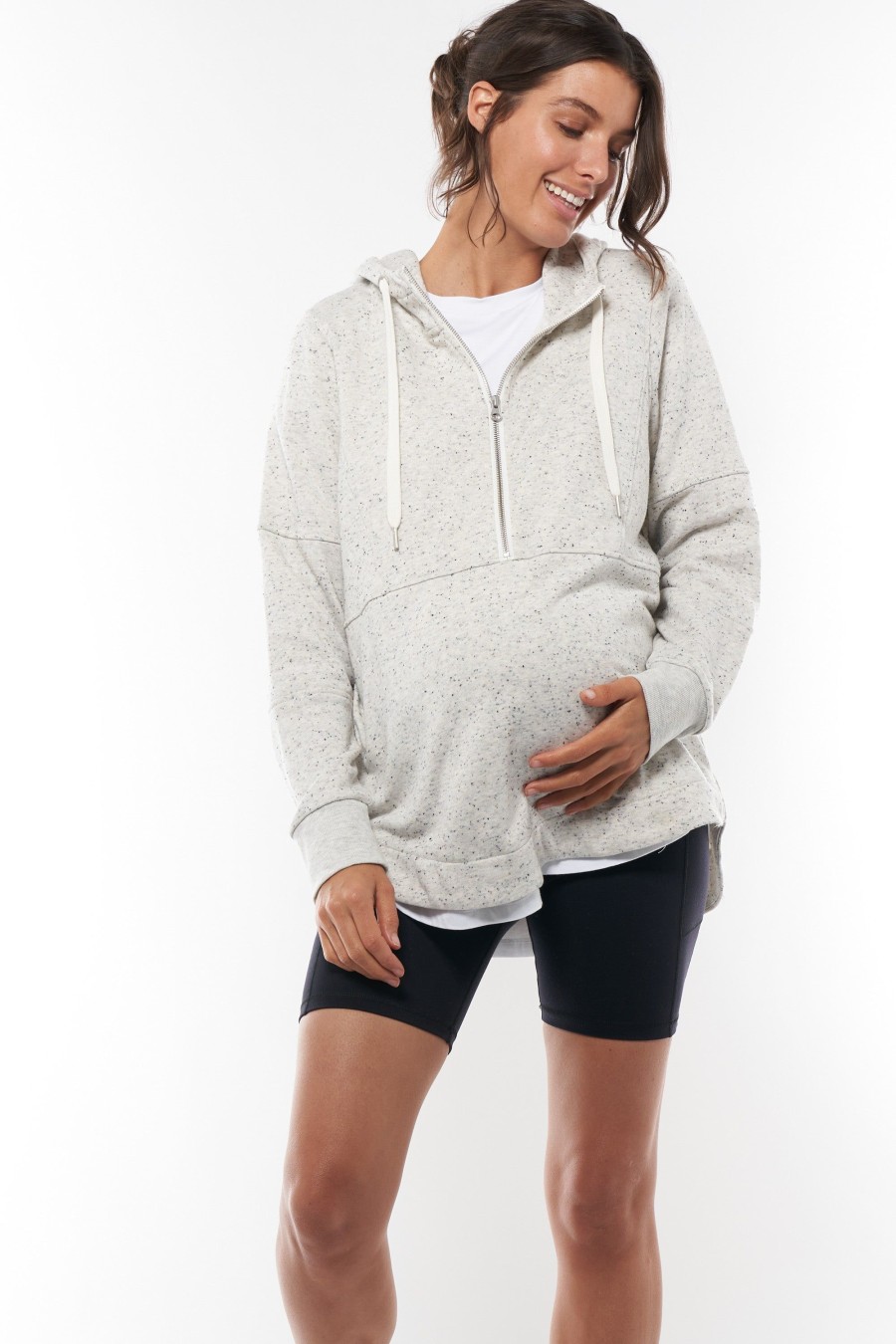 Maternity BAE The Label | Run With Me Hoodie Grey Fleck