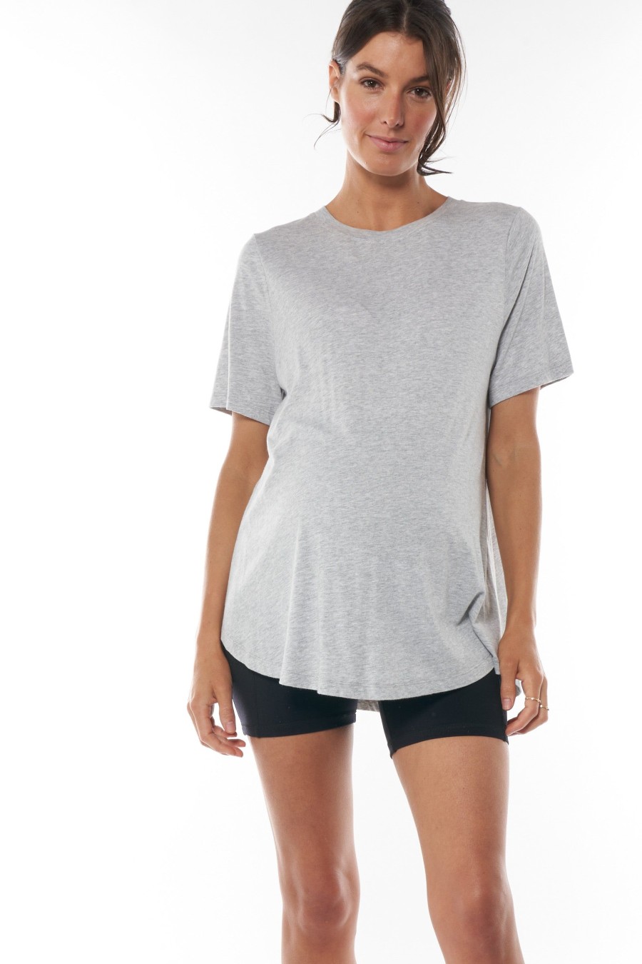 Maternity BAE The Label | Ready Set Go Crew Tee* Grey Marle