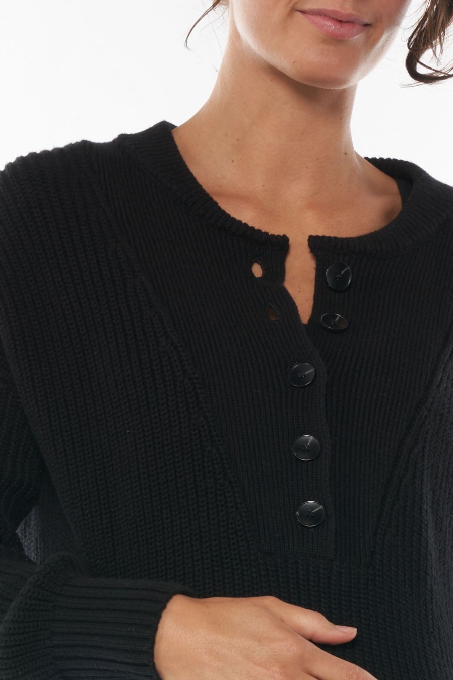 Maternity BAE The Label | Bound To Be Button Sweater Black