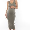 Maternity BAE The Label | Serenity Sleeveless Knit Dress Khaki