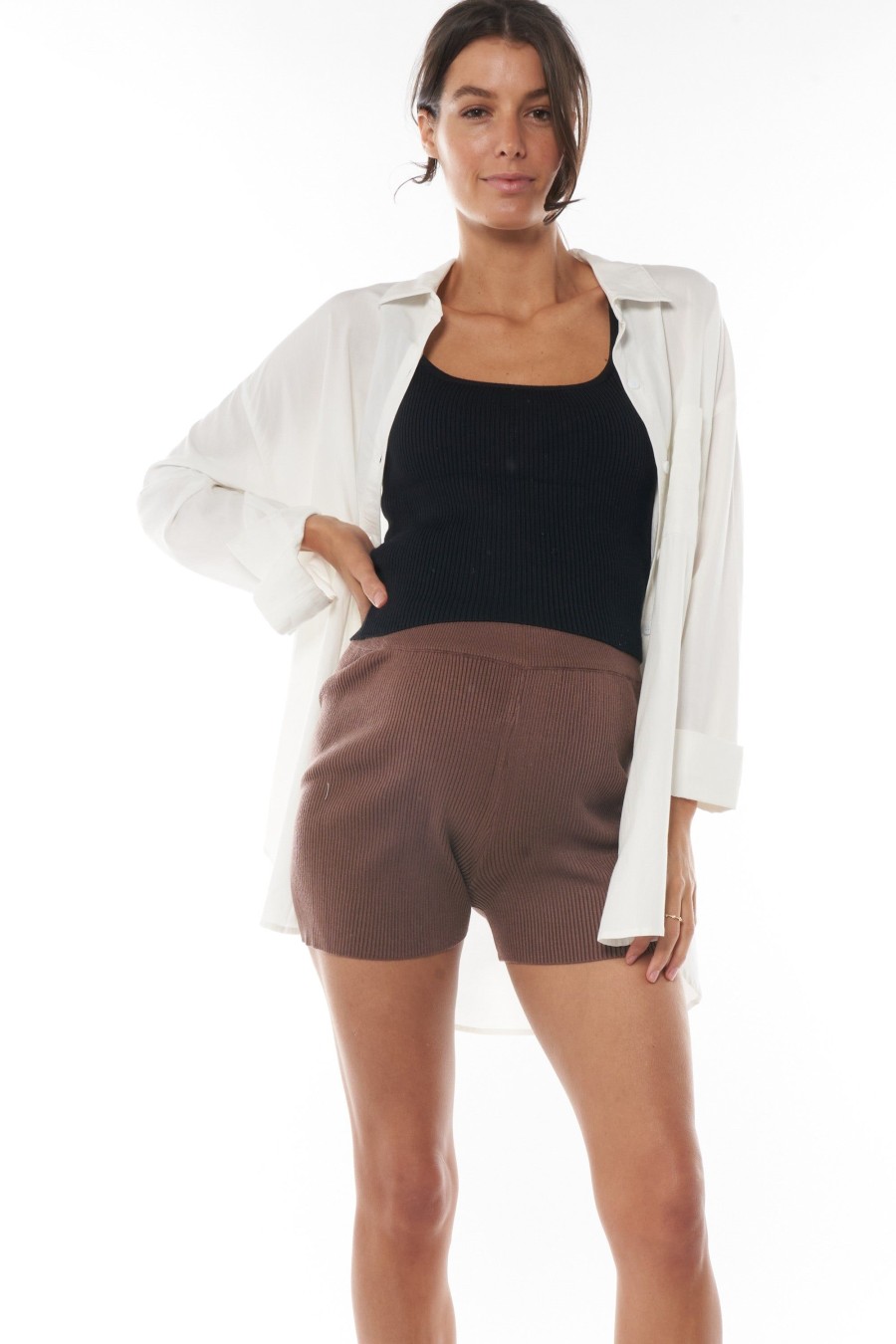 Maternity BAE The Label | Cloud Nine Knit Maternity Short Chocolate