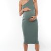 Maternity BAE The Label | The Only One Shoulder Dress * Mineral Pine