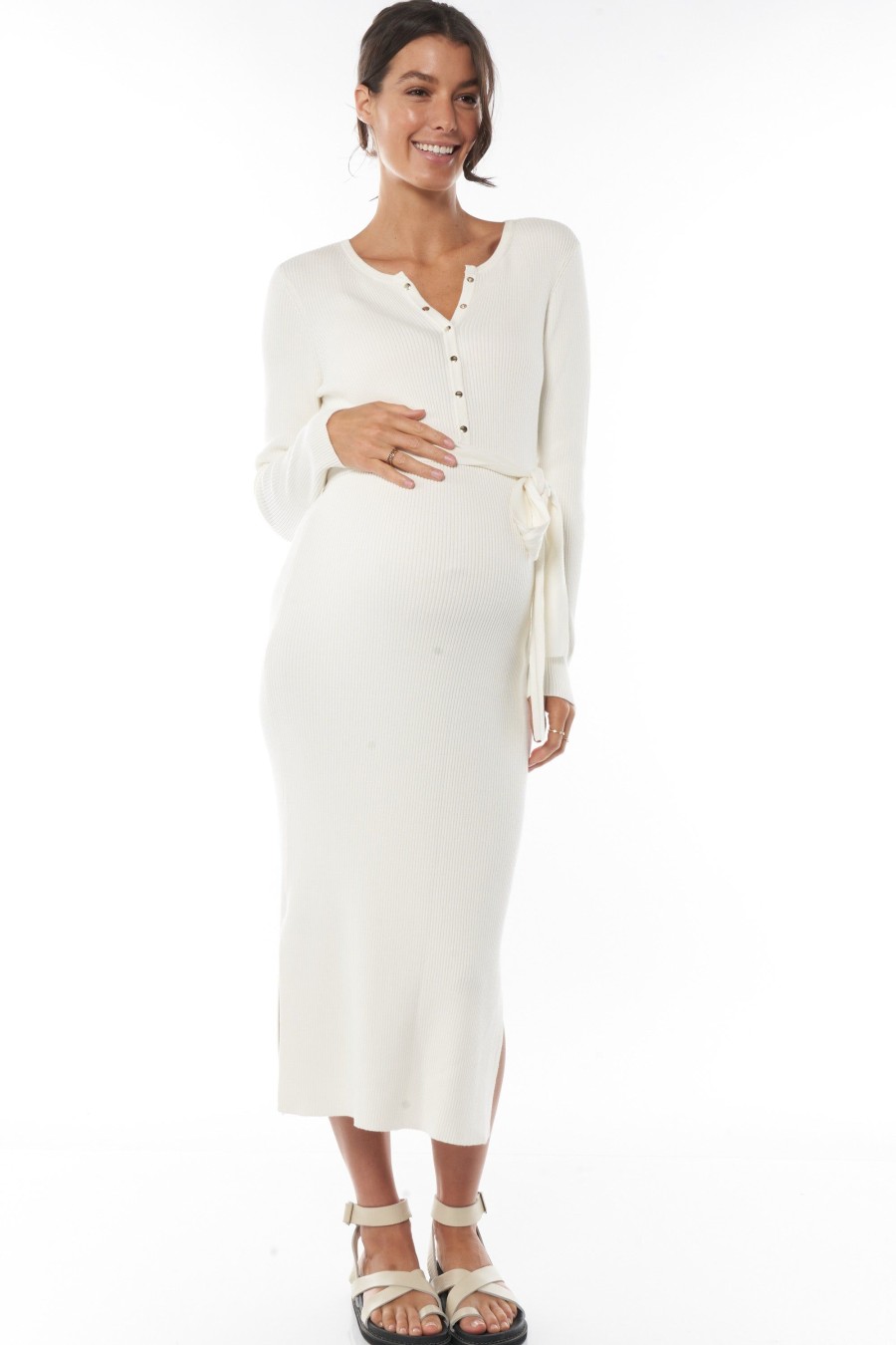 Maternity BAE The Label | Forever More Rib Dress Ivory