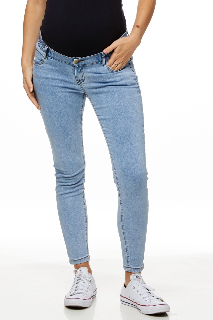 Maternity BAE The Label | Run Free Maternity Skinny Jean Mid Blue