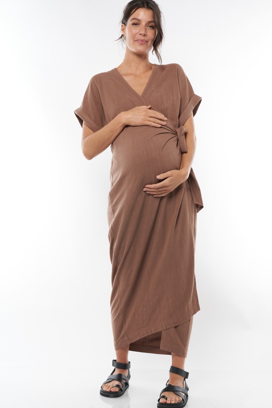 Maternity BAE The Label | Wrap Around You Maxi Dress Chocolate