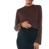 Maternity BAE The Label | Reach Out Split Sleeve Top * Chocolate